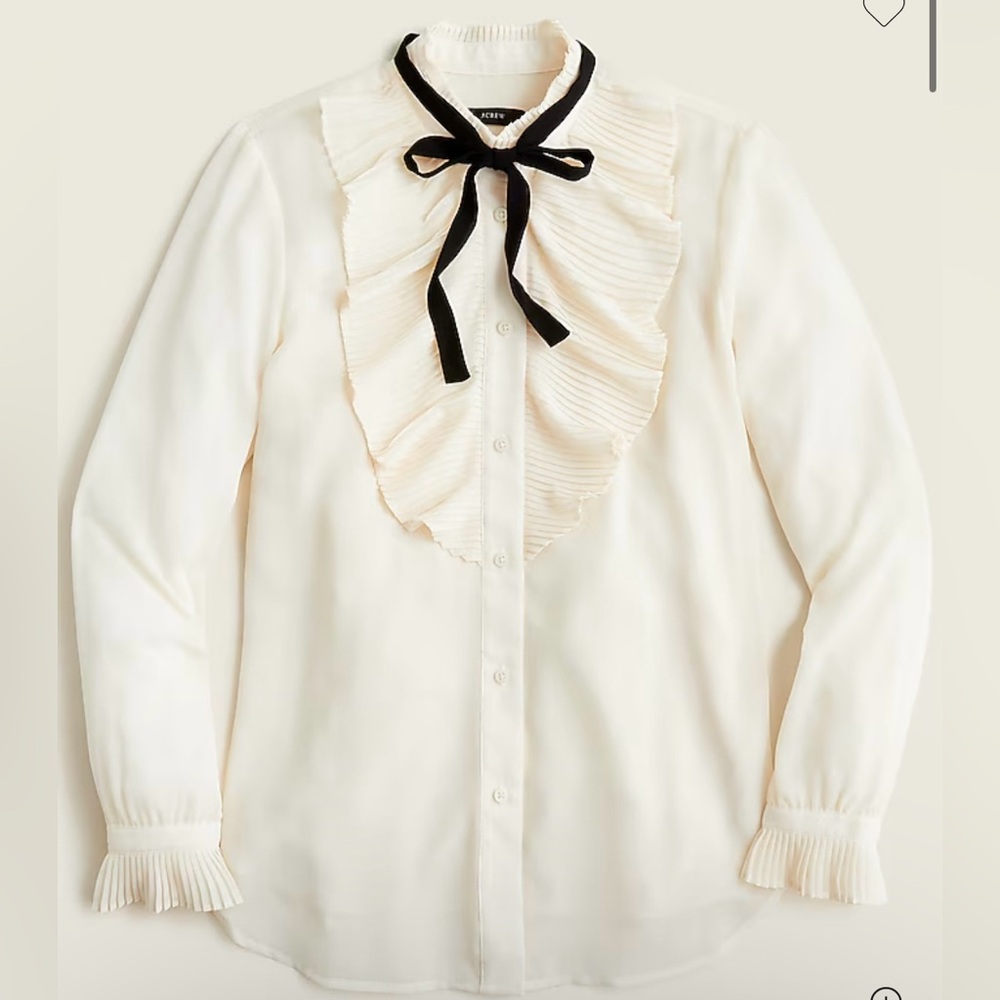 J.Crew Pleated Ruffle Top in Crinkle Chiffon - with neck tie